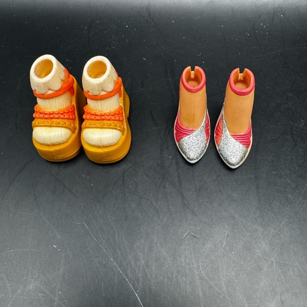 My Scene Barbie Doll Shoes High Heel Pink & Silver Heels & Orange Brown Boots